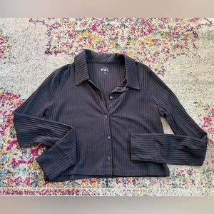 MWL Brushed Rib Cropped Cardigan Sweater